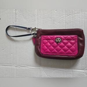 COACH Quilted Park Burgundy Multi Leather Wristlet (8" × 5" × 1")
